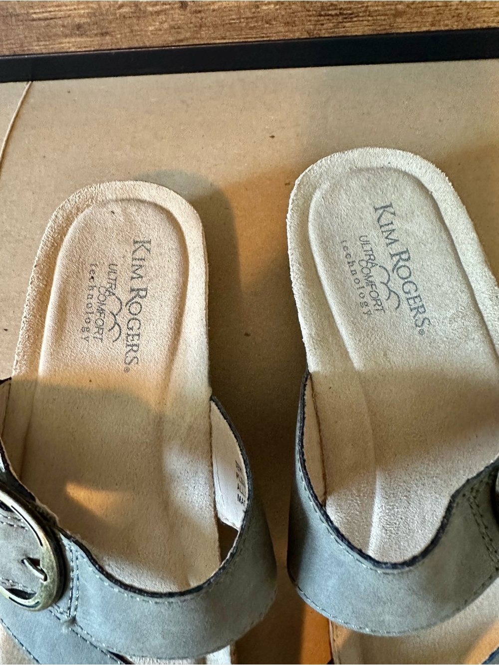 Kim Rogers Ultra Comfort 8.5 Women’s Leather Slide Sandals Gray Buckle - Picture 6 of 7